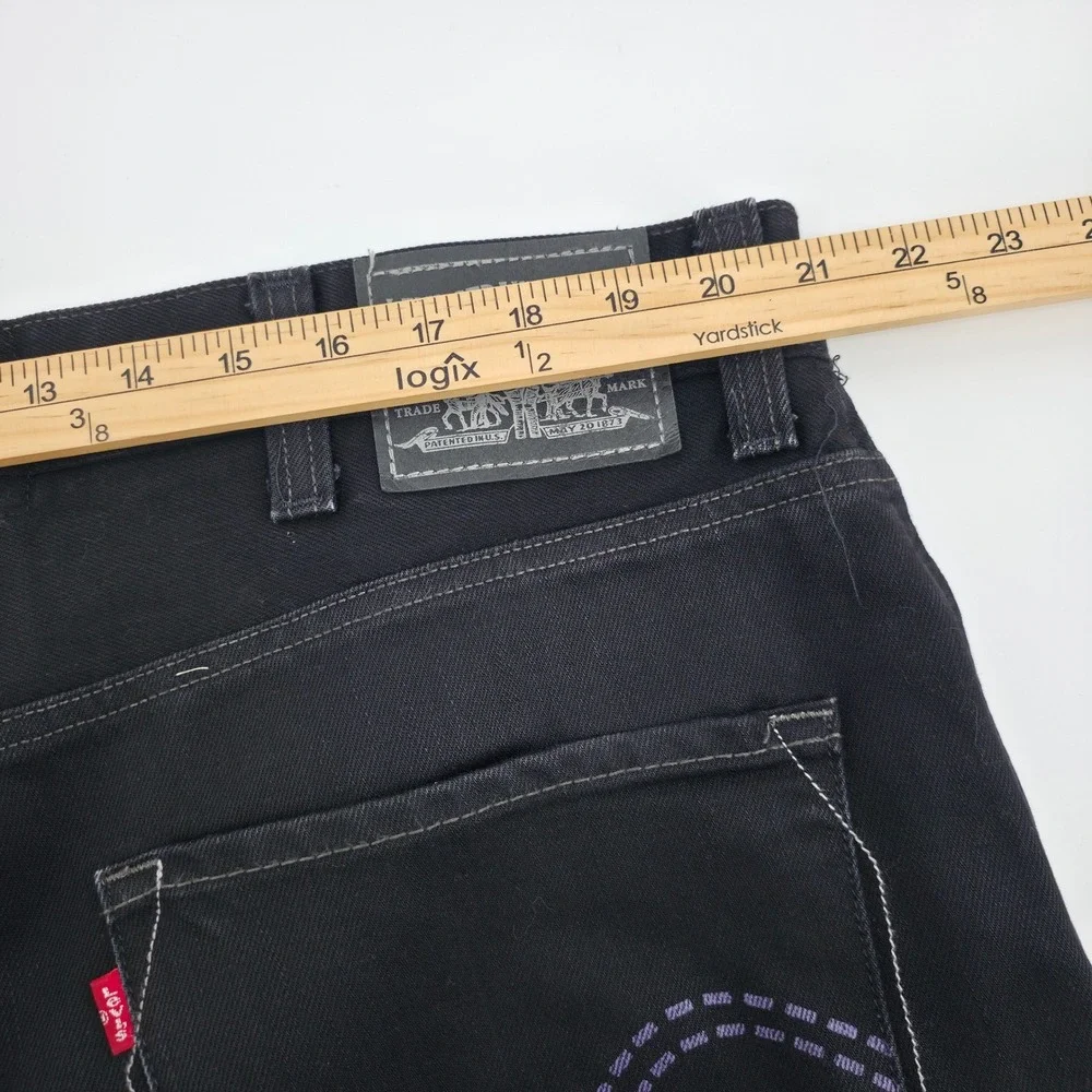 Levis 569 Loose Straight Jeans Mens 40x32 Black Purple Embroidered Denim Pants